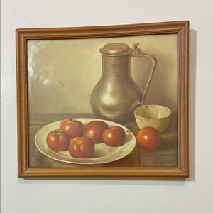 Henk Bos Vintage Still Life Wall Art with Brown Frame